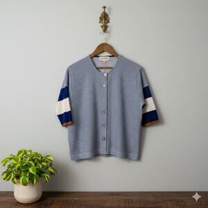 Chiara Cocol · XS · Mixed Media Striped Cardigan · Navy White Orange